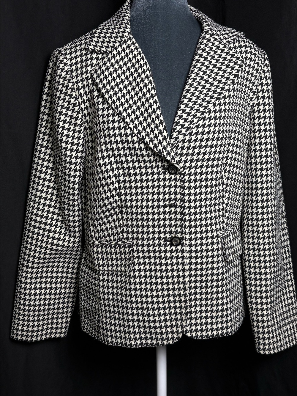 Sweet Suit Vintage Black White Houndstooth Blazer Jacket Size 10